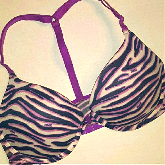 Like New Victoria's Secretpinkwear Everywhere Sexy Purple Zebra Push-Up 32c